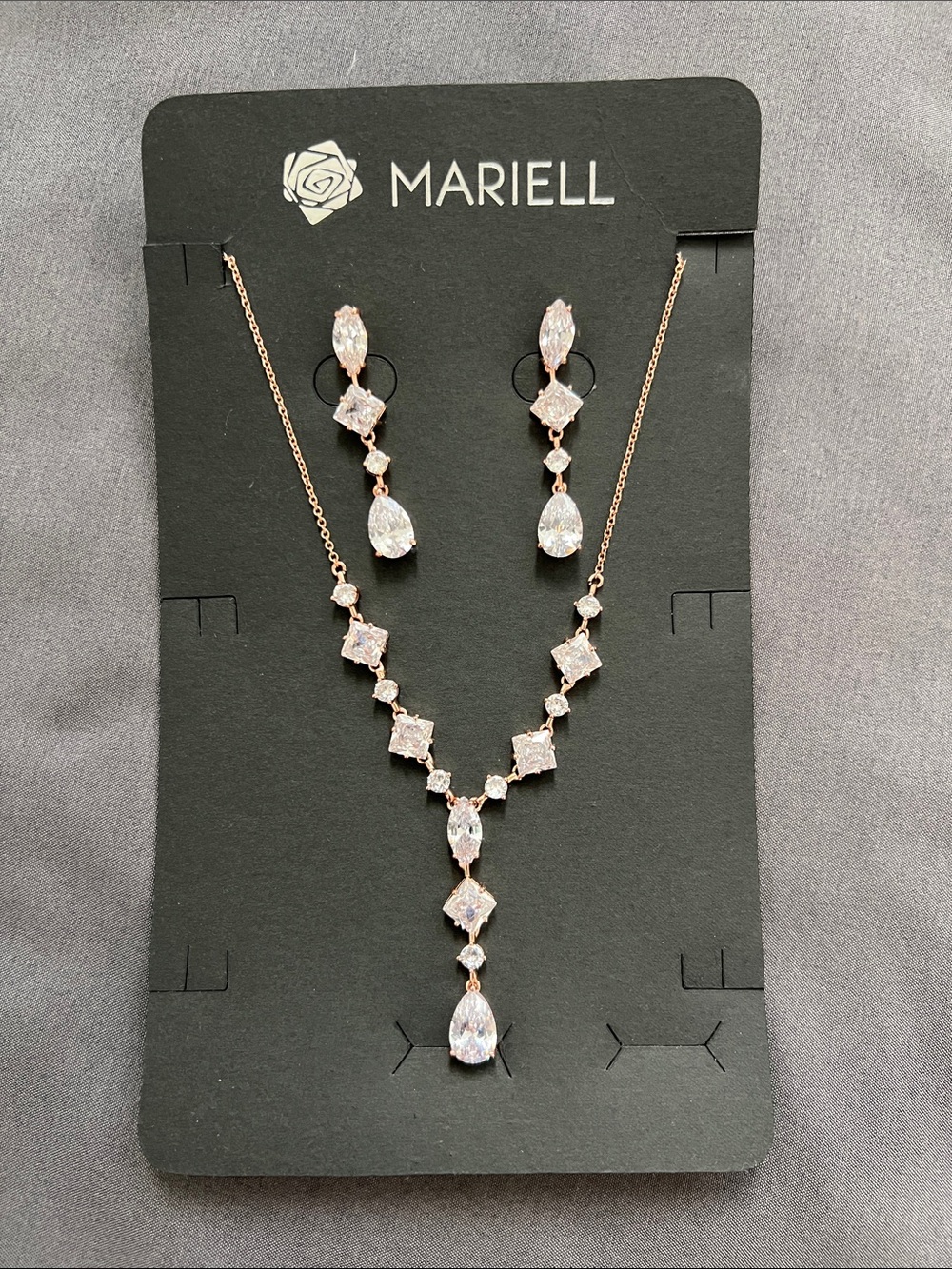 Mariell Rose Necklace & Earrings Set 3564S-RG